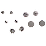 Mi Amore Simple Set of 5 Stud-Earrings Silver-Tone & White