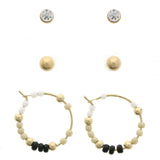 Mi Amore Multiple-Earring-Set Gold-Tone/Black