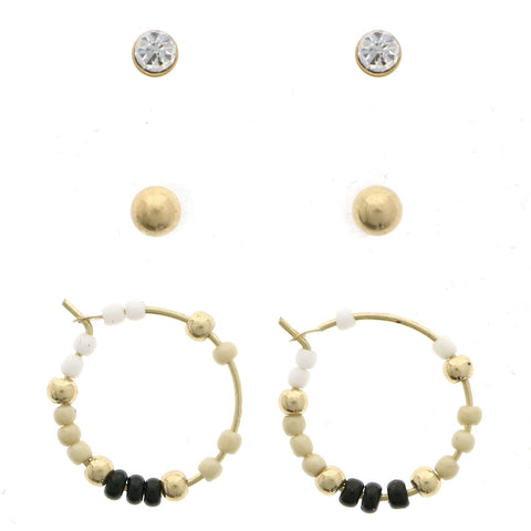 Mi Amore Multiple-Earring-Set Gold-Tone/Black