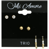 Mi Amore Multiple-Earring-Set Gold-Tone/Black