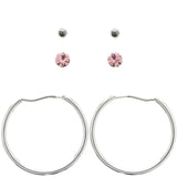 Mi Amore Multiple-Earring-Set Silver-Tone/Pink