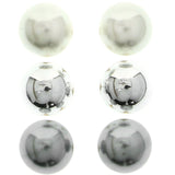 Mi Amore Multiple-Earring-Set Silver-Tone/White