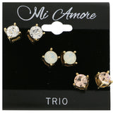 Mi Amore Multiple-Earring-Set Gold-Tone/Pink