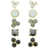 Mi Amore Multiple-Earring-Set Gold-Tone/Black
