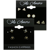 Mi Amore Multiple-Earring-Set Gold-Tone/Black