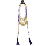 Mi Amore Leaves Necklace-Earring-Set Gold-Tone/Blue