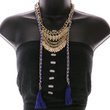 Mi Amore Leaves Necklace-Earring-Set Gold-Tone/Blue