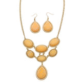 Mi Amore Necklace-Earring-Set Peach/Gold-Tone