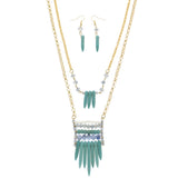 Mi Amore Necklace-Earring-Set Blue/Gold-Tone