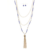 Mi Amore Necklace-Earring-Set Blue/Gold-Tone