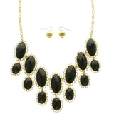 Mi Amore Necklace-Earring-Set Black/Gold-Tone