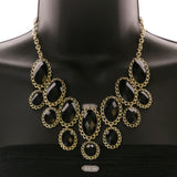 Mi Amore Necklace-Earring-Set Black/Gold-Tone