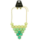 Mi Amore Necklace-Earring-Set Green/Gold-Tone
