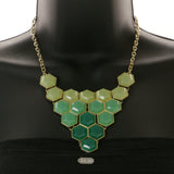 Mi Amore Necklace-Earring-Set Green/Gold-Tone
