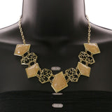Mi Amore Necklace-Earring-Set Peach/Gold-Tone