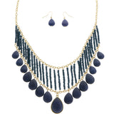 Mi Amore Necklace-Earring-Set Blue/Gold-Tone