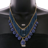 Mi Amore Necklace-Earring-Set Blue/Gold-Tone