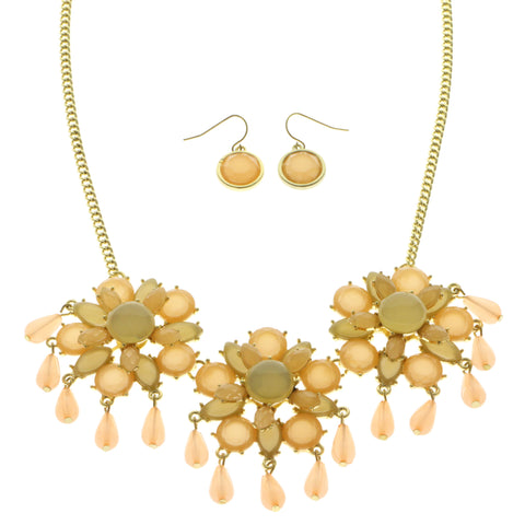 Mi Amore Flower Necklace-Earring-Set Multicolor/Gold-Tone