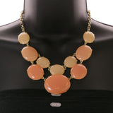 Mi Amore Necklace-Earring-Set Peach/Gold-Tone
