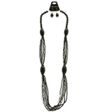 Mi Amore Necklace-Earring-Set Black/Silver-Tone