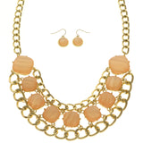 Mi Amore Necklace-Earring-Set Pink/Gold-Tone