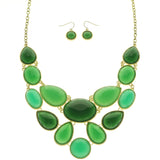Mi Amore Necklace-Earring-Set Green/Gold-Tone