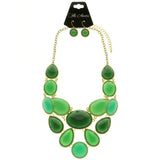 Mi Amore Necklace-Earring-Set Green/Gold-Tone