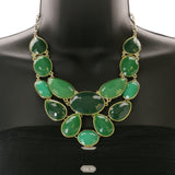 Mi Amore Necklace-Earring-Set Green/Gold-Tone