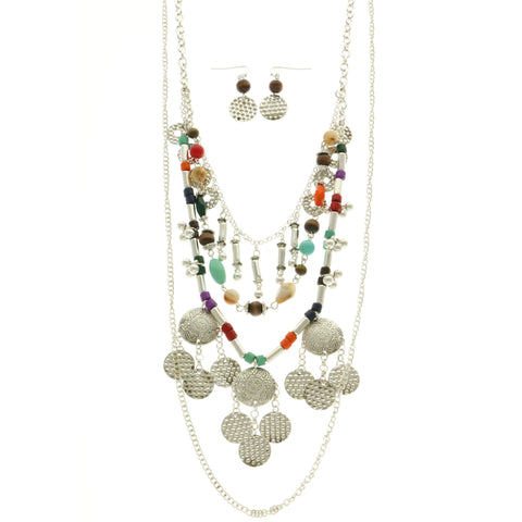 Mi Amore Necklace-Earring-Set Multicolor/Silver-Tone