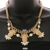 Mi Amore Necklace-Earring-Set Peach/Gold-Tone