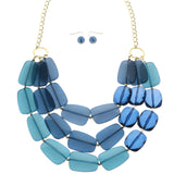 Mi Amore Necklace-Earring-Set Blue/Gold-Tone