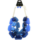Mi Amore Necklace-Earring-Set Blue/Gold-Tone