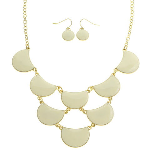 Mi Amore Necklace-Earring-Set White/Gold-Tone