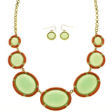 Mi Amore Necklace-Earring-Set Green/Orange