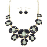 Mi Amore Flower Necklace-Earring-Set Blue/Gold-Tone