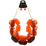 Mi Amore Necklace-Earring-Set Red/Gold-Tone