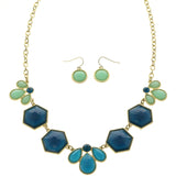 Mi Amore Necklace-Earring-Set Blue/Gold-Tone