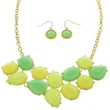 Mi Amore Necklace-Earring-Set Green/Gold-Tone