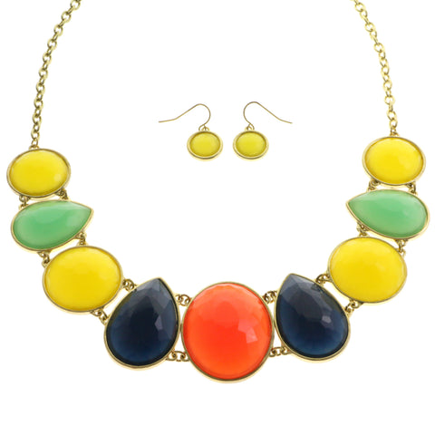 Mi Amore Necklace-Earring-Set Multicolor/Gold-Tone