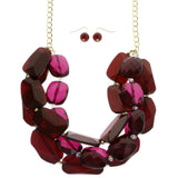 Mi Amore Necklace-Earring-Set Red/Gold-Tone