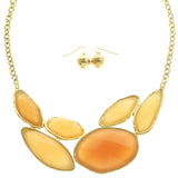 Mi Amore Necklace-Earring-Set Peach/Gold-Tone