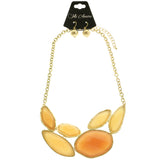 Mi Amore Necklace-Earring-Set Peach/Gold-Tone