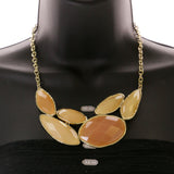 Mi Amore Necklace-Earring-Set Peach/Gold-Tone