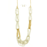 Mi Amore Necklace-Earring-Set White/Gold-Tone
