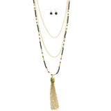 Mi Amore Necklace-Earring-Set Green/Gold-Tone