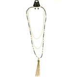 Mi Amore Necklace-Earring-Set Green/Gold-Tone