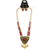 Mi Amore Necklace-Earring-Set Red/Gold-Tone