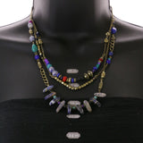 Mi Amore Necklace-Earring-Set Blue/Gold-Tone