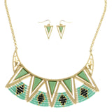 Mi Amore Necklace-Earring-Set Gold-Tone/Green