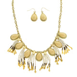 Mi Amore Necklace-Earring-Set Gold-Tone/White